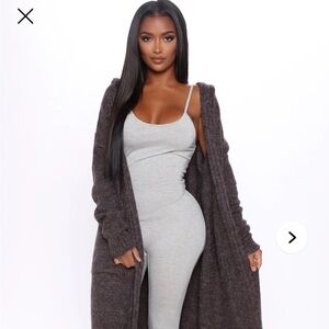 Fashion Nova Charcoal Knit Cardigan